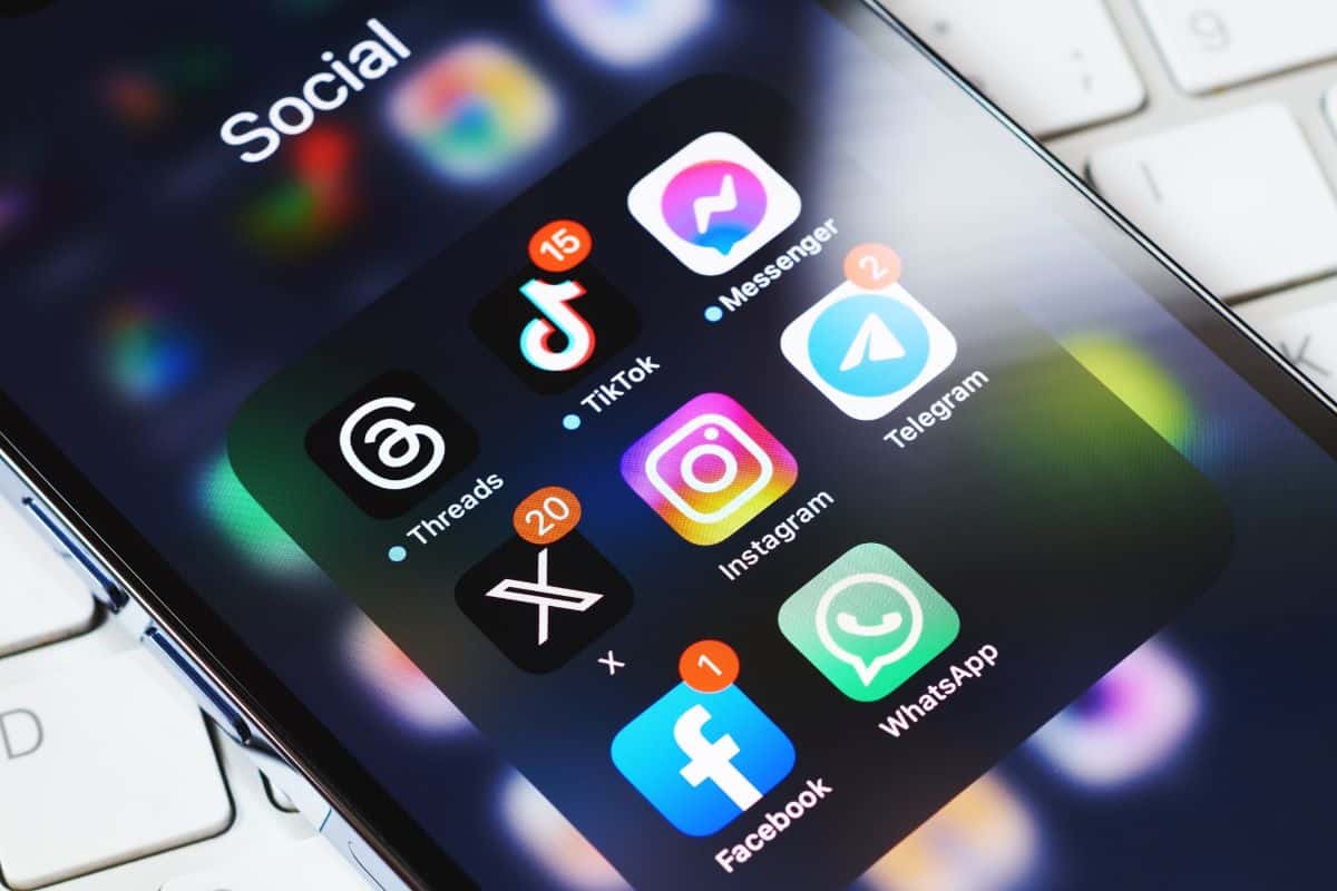 Different social media apps on the phone.