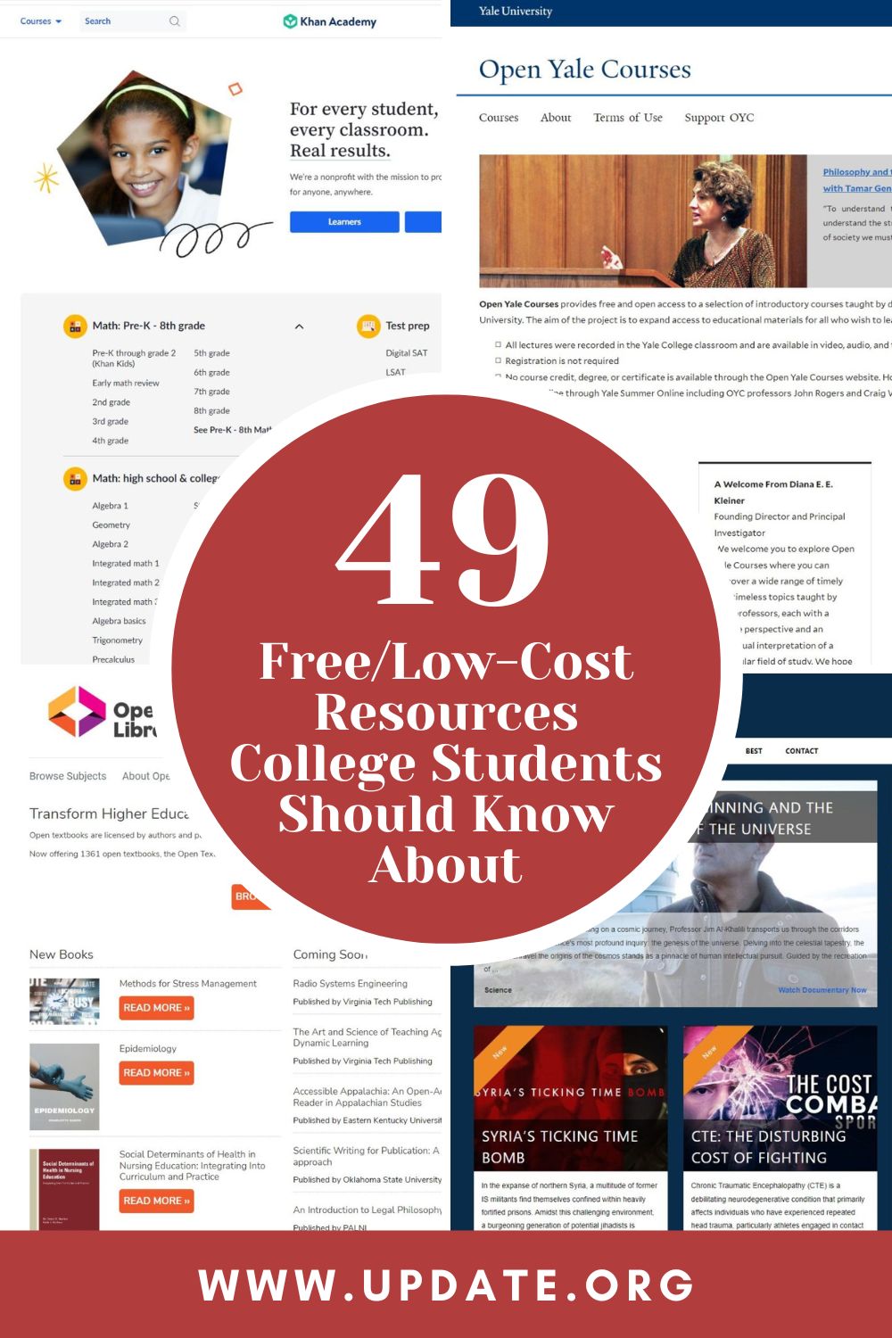 49 Free/Low-Cost Resources College Students Should Know About pinterest image.